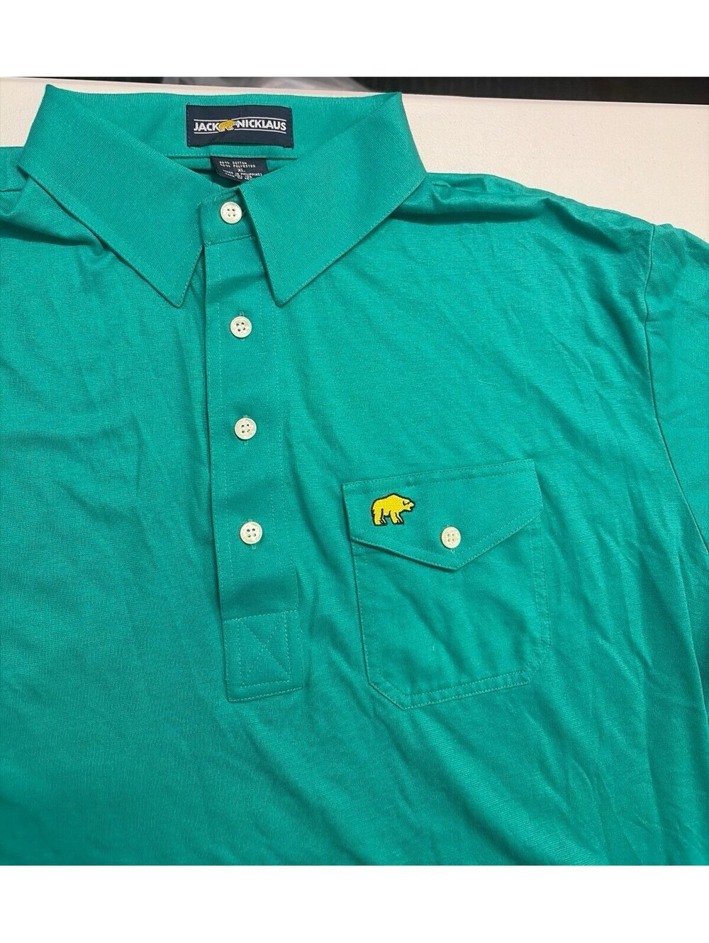 Vintage Jack Nicklaus Golden Bear Golf Polo Shirt Mens XL Green Pocket Tee